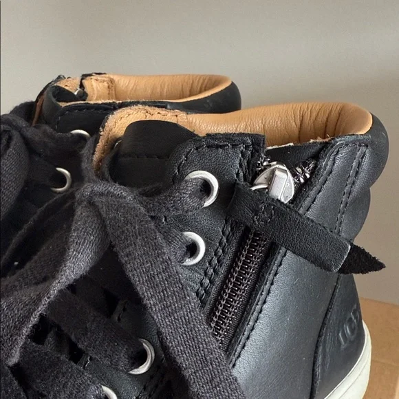 UGG Black Leather High-Tops with White Sole - Picture 4 of 6